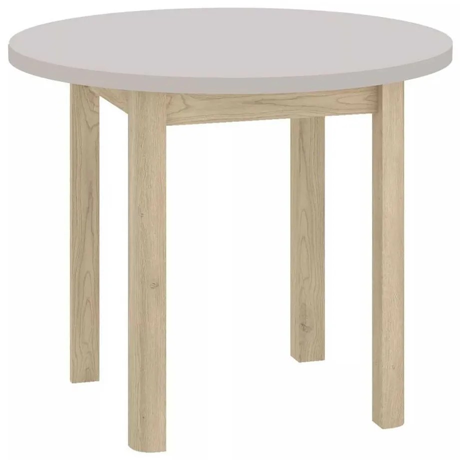 Masă de bucătărie Adam - 80 cm diametru, crem / stejar cremona