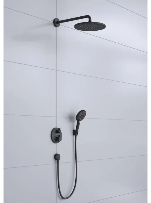 Sistem de dus incastrat, Hansgrohe Croma 280, baterie cu termostat Ecostat S, para si palarie dus, negru mat, 27961670