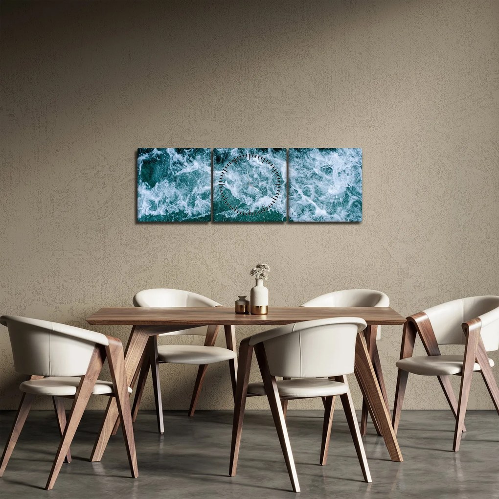 Tablou - Valuri oceanice (cu ceas) (90x30 cm)