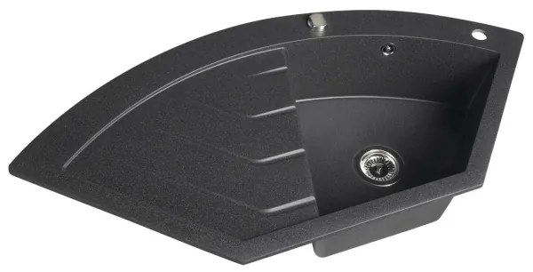 Sapho - Chiuvetă de colț din granit pentru bucătărie 114 x 57,5 cm, negru