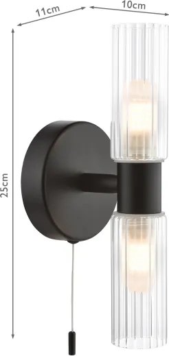 Där Lighting BOL0922 - Aplica de perete pentru baie BOLTON 2xG9/5W/230V IP44 neagră