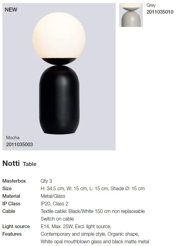 Veioza moderna design minimalist Notti mocha 2011035003 NL
