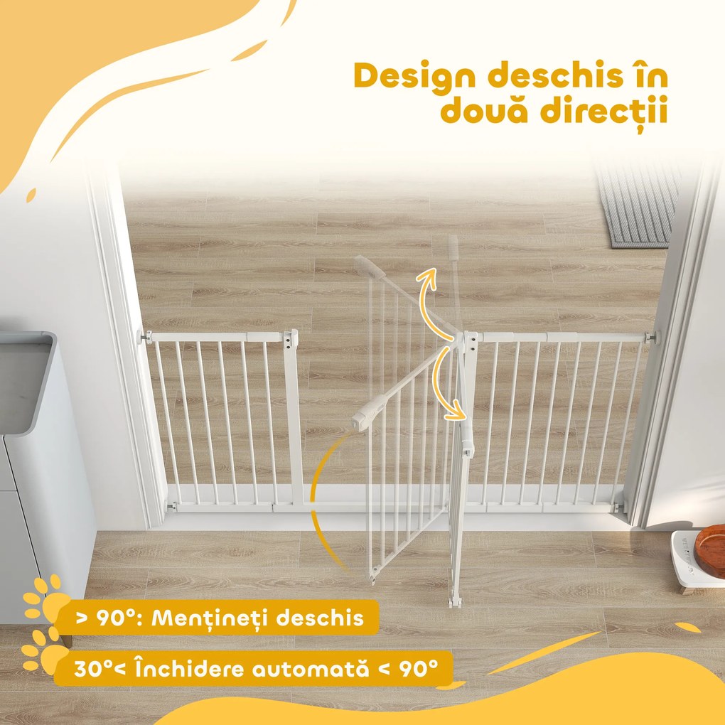 PawHut Porțiță pentru Câini și Animale de Companie cu 3 Extensii, Lățime Reglabilă, 74-147.5x76.2 cm, Alb | Aosom Romania
