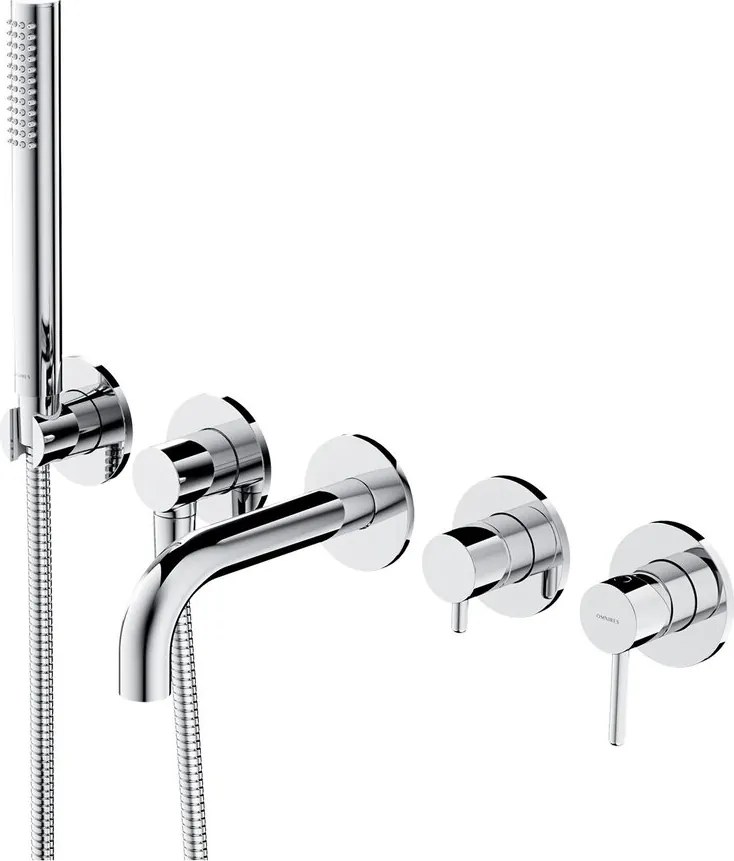 Baterie cada-dus incastrata Omnires Y finisaj crom lucios 5 elemente cu corp ingropat pipa 17 cm