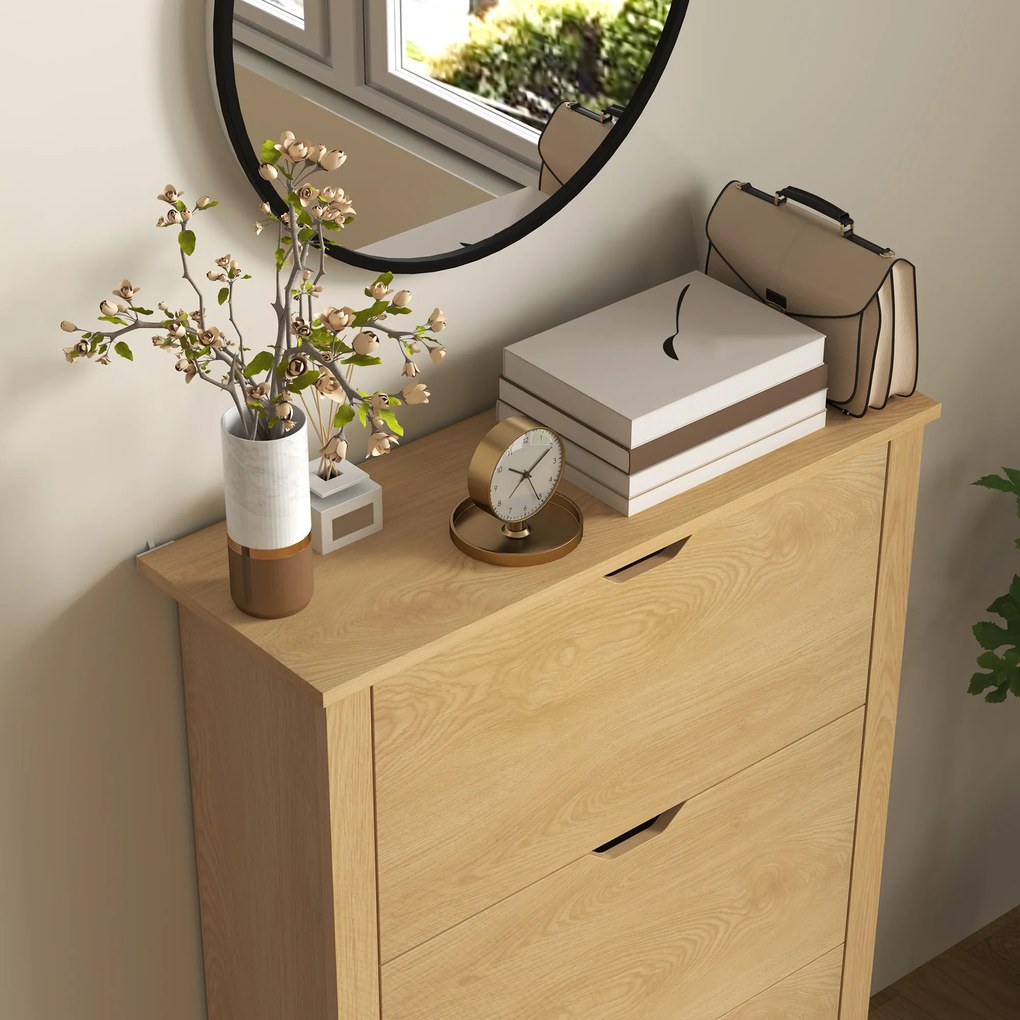 HOMCOM Dulap Slim pentru 18 Pantofi, 3 Sertare cu 2 Rafturi Reglabile Alb | Aosom Romania