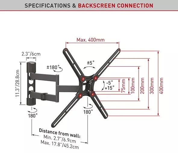 Suport TV perete Barkan FM 13-65" 40kg