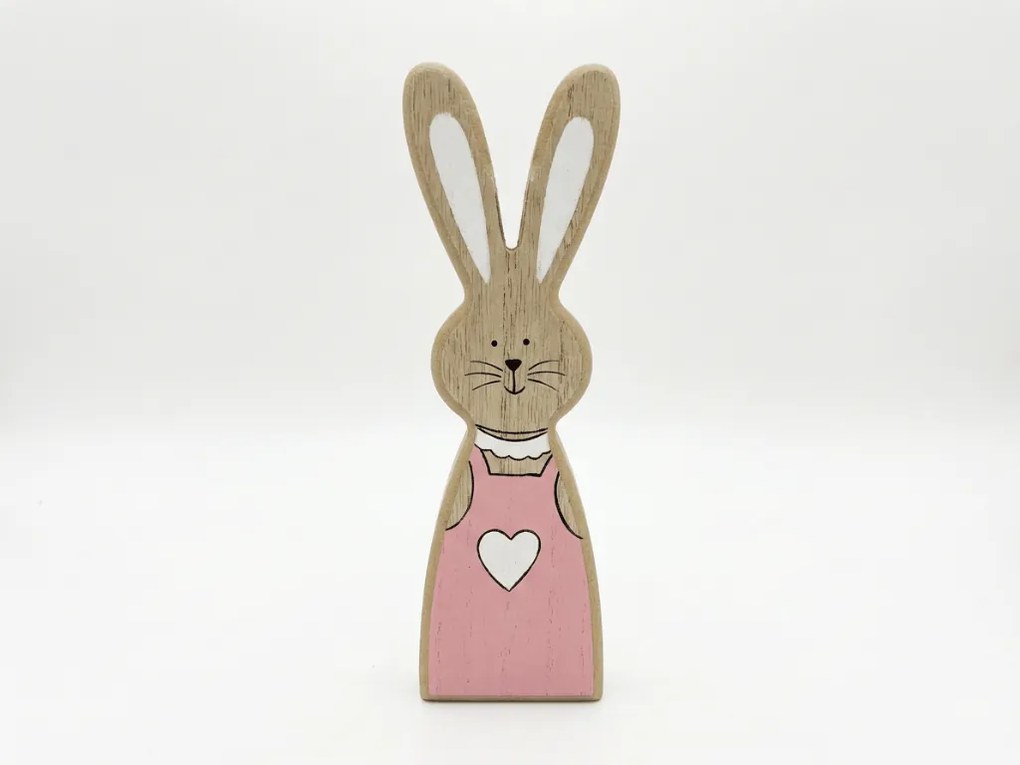 Iepuras din lemn LAPINA XL cu haine colorate, 18 cm Culoare: Roz