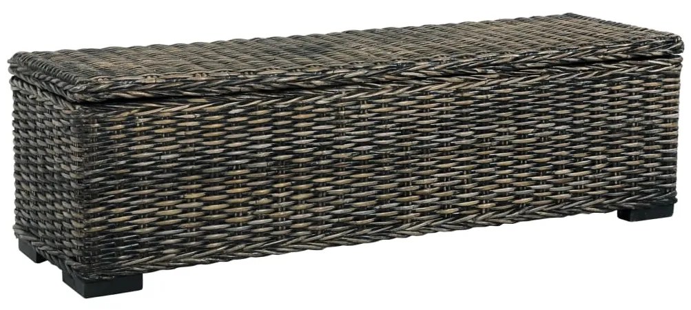 285798 vidaXL Ladă de depozitare, negru, 120 cm, ratan kubu și lemn de mango