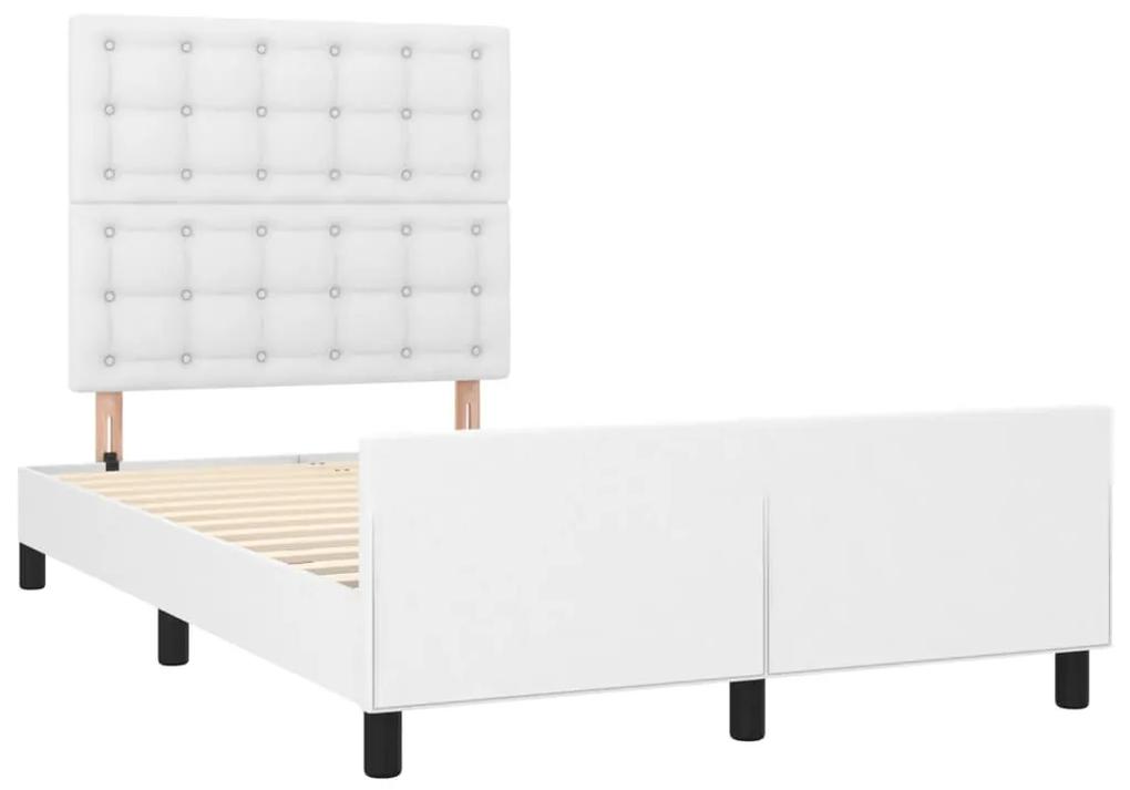 3270561 vidaXL Cadru de pat cu tăblie, alb, 120x190 cm, piele ecologică
