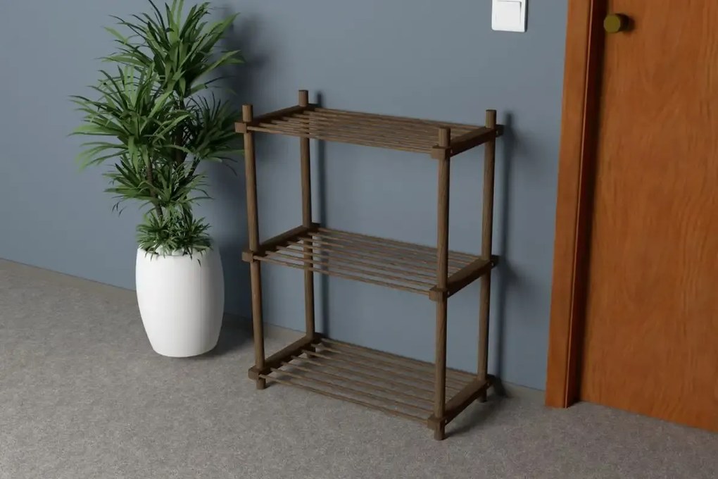 Pantofar cu 3 rafturi Homs, natur, 75 X 57.5 X 30 cm