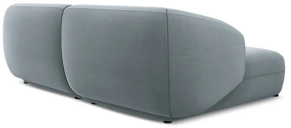 Colțar albastru deschis cu tapițerie din catifea (cu colț pe partea stângă) Moana – Makamii