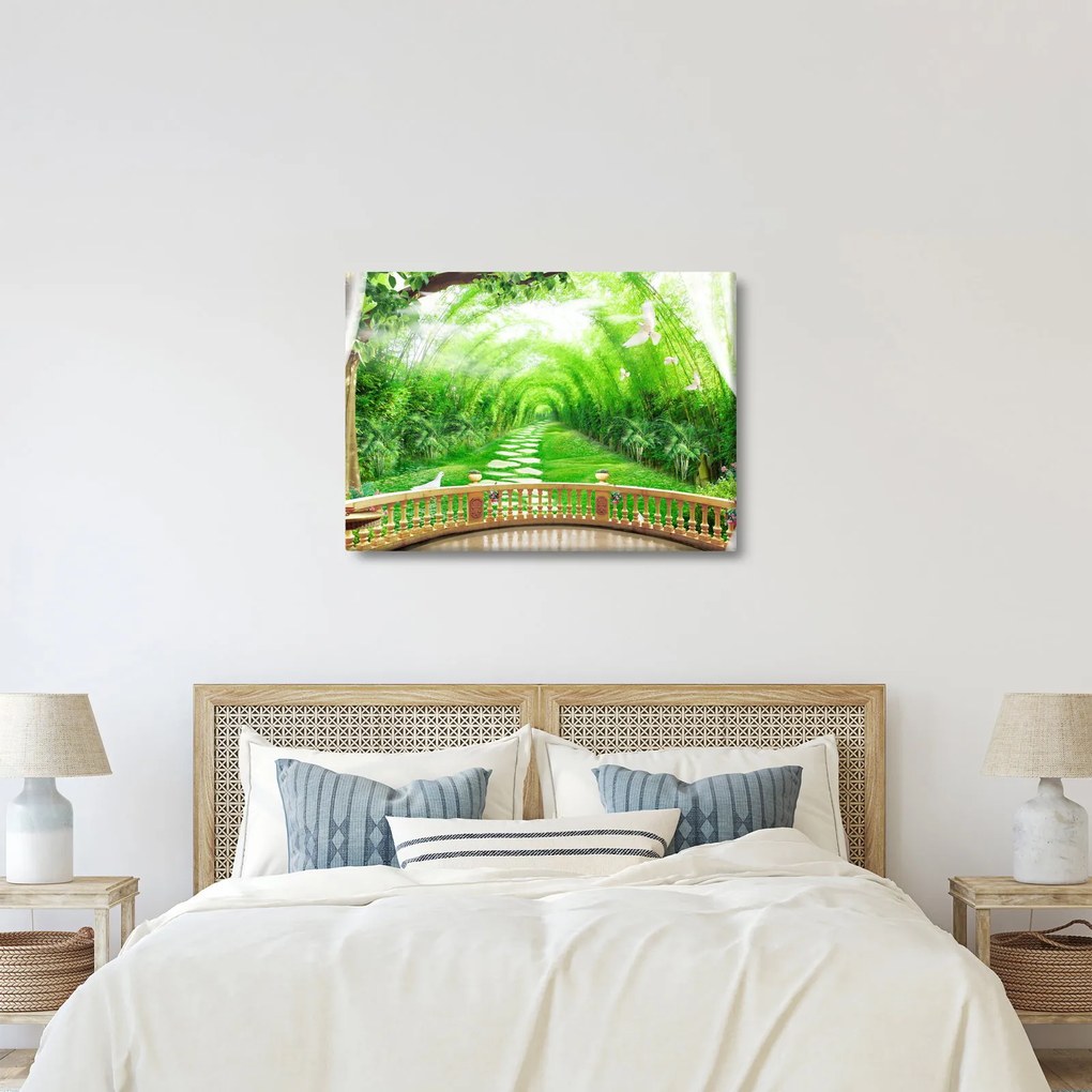 Tablou - Privire la grădina tropicală (70x50 cm)