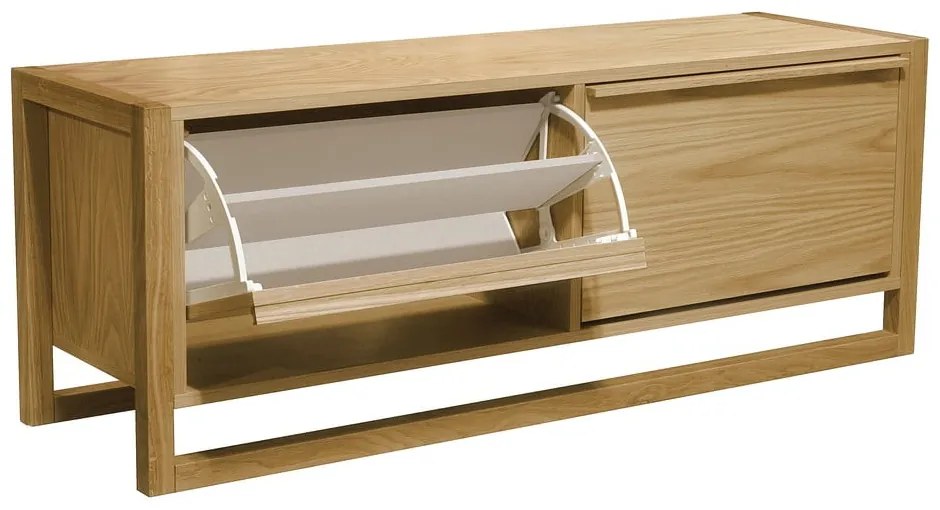 Pantofar în culoare naturală cu deschidere înclinată cu bancă cu aspect de lemn de stejar NewEst – Woodman