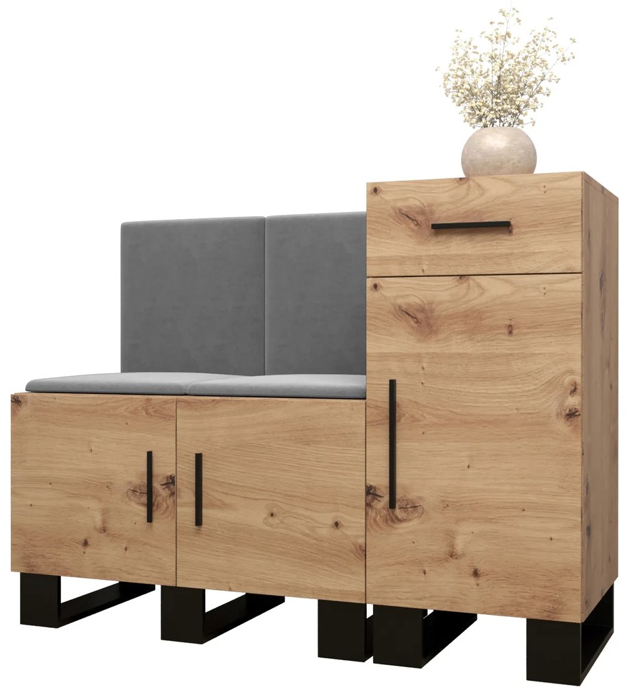 Set mobilier pentru hol Amanda 18 (Stejar artisan + gri închis). 1086013