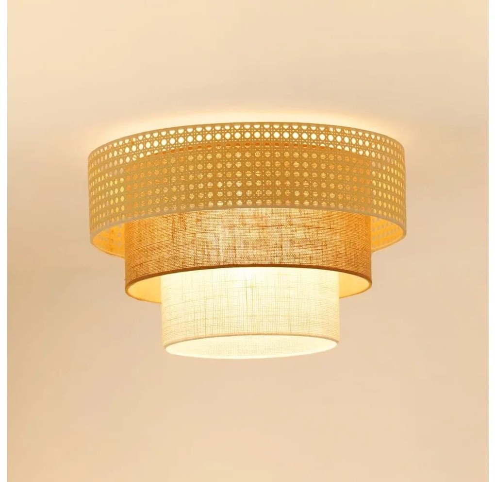 Brilagi Plafonieră CEDAR LUNETA 1xE27/15W/230V Ø45 ratan maro/crem