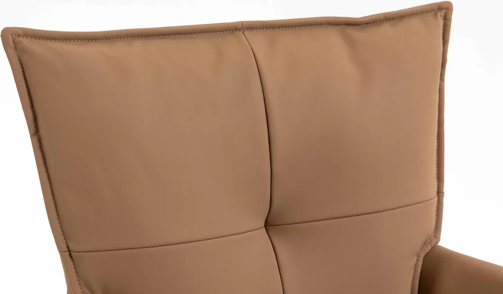 HR250W Scaun Piele Ecologică Premium Soft Culoare Caramel Bază Aurie