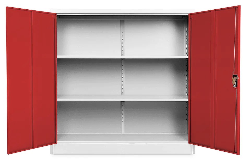 Dulap metalic universal mediu 120 x 40 x 120 cm, încuietoare cilindrică, roșu - ral 3000