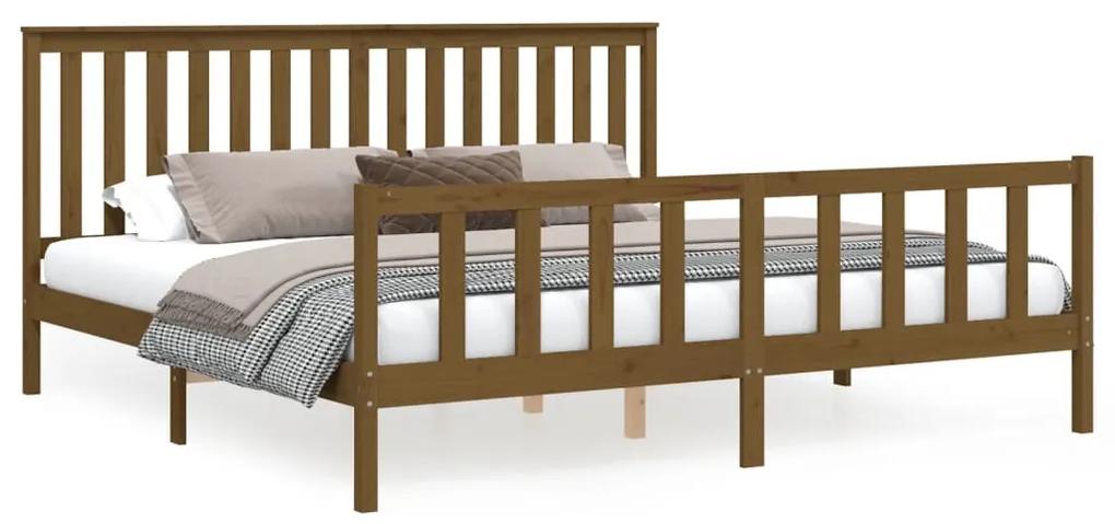 3188229 vidaXL Cadru pat cu tăblie, maro miere, 200x200 cm, lemn masiv de pin
