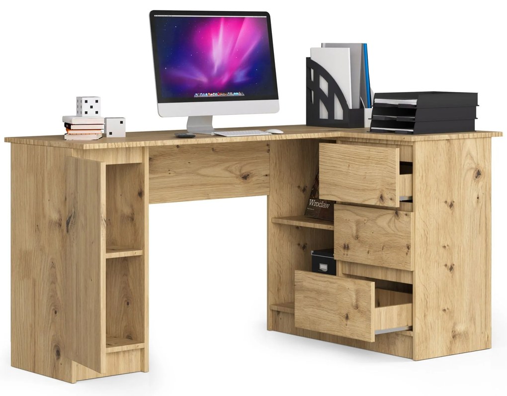 Masă PC de colț Bevin (Stejar artisan) (D). 1070970