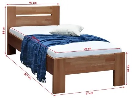 Pat pentru o persoană AMBER 90 x 200 cm prună