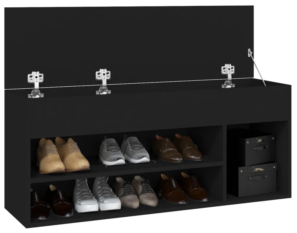 Bancheta pantofar, negru, 105x30x45 cm, PAL 1, Negru, Negru, Negru