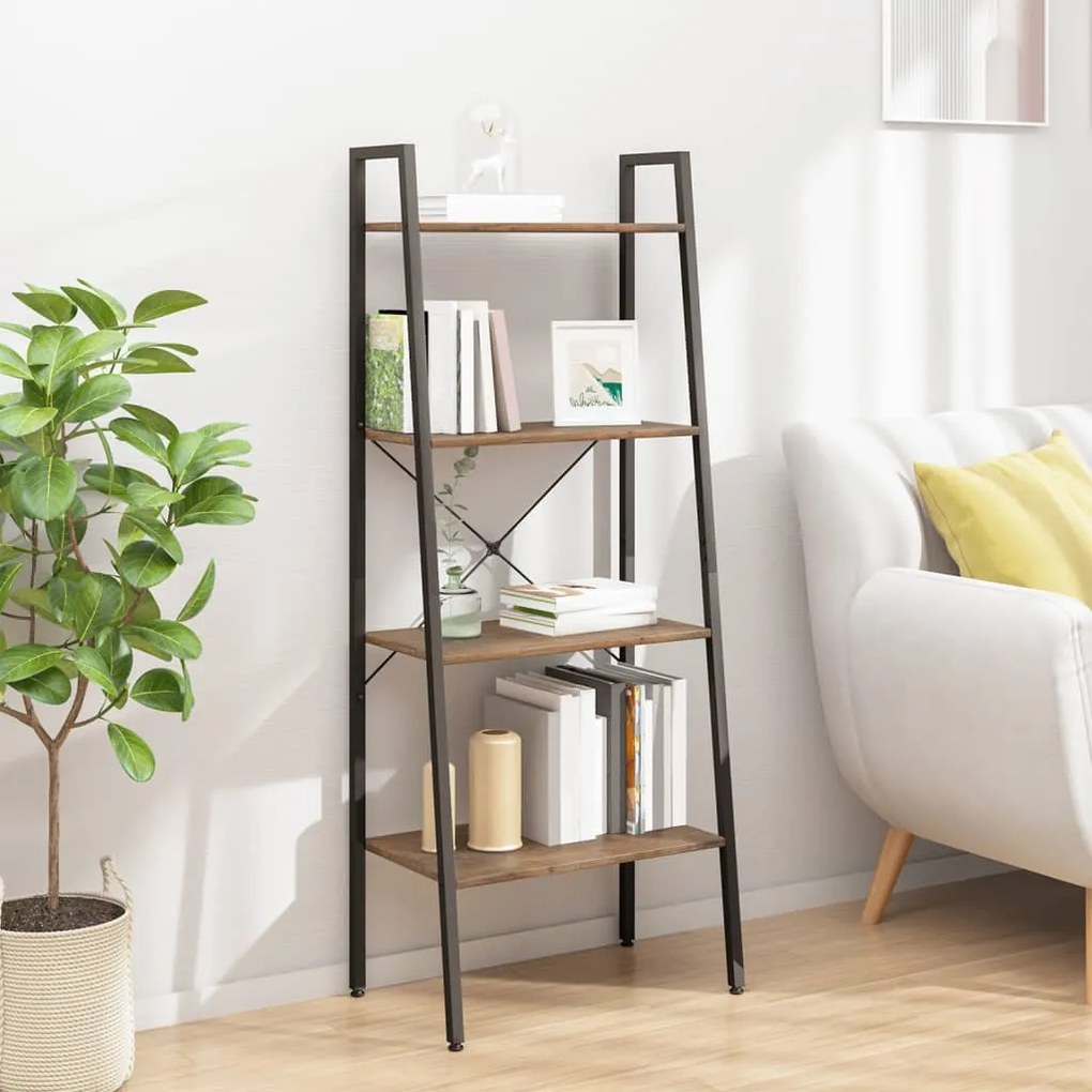 vidaXL Raft vertical cu 4 niveluri, maro închis și negru, 56x35x140 cm