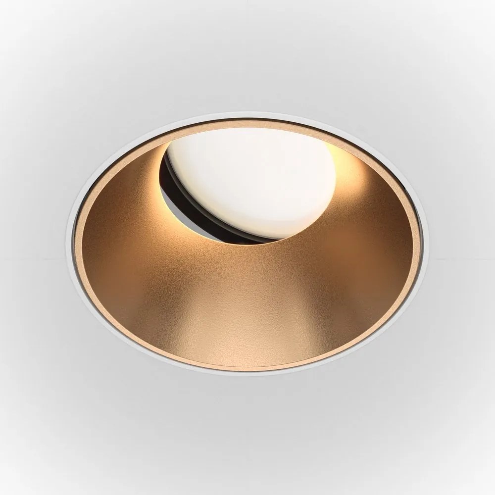 Spot incastrabil design tehnic Share alb, auriu mat 10,2cm