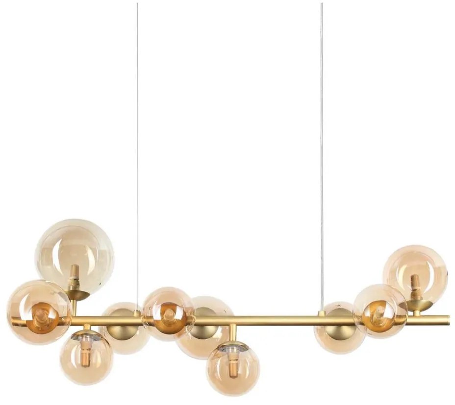 Ideal Lux - Lustră LED suspendată pe cablu PERLAGE, 10 x G9, 3 W, 230 V, 81 cm, auriu/fumuriu