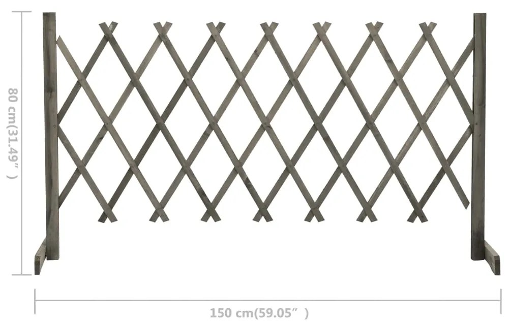 Gard cu zabrele de gradina, gri, 150x80 cm, lemn masiv de brad 1, Gri, 150 x 80 cm