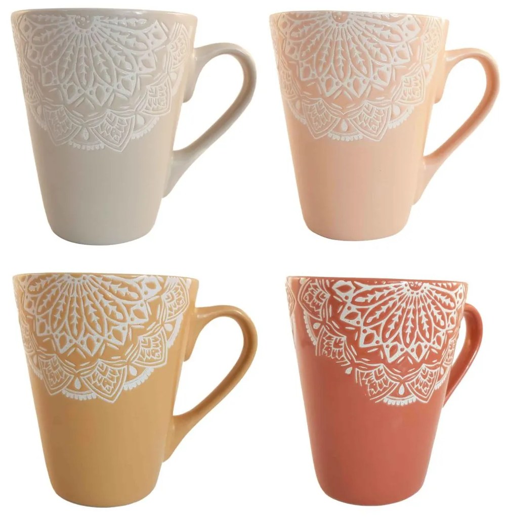 Set 4 Cani MANDALA, 300 ml, Ceramica