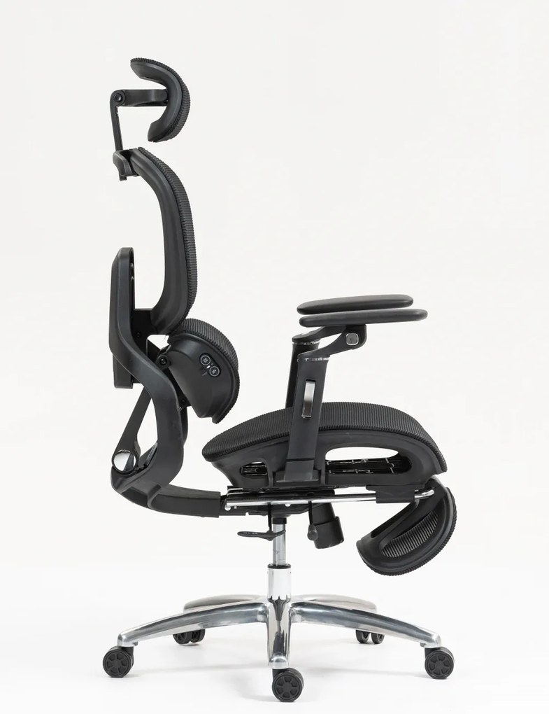 VIGOCHAIR ULTRA PRO Scaun ergonomic, spatar reglare verticala, suport lombar cu masaj si incalzire, sezut translatie, cotiere 6D, suport picioare, Full Mesh, Negru