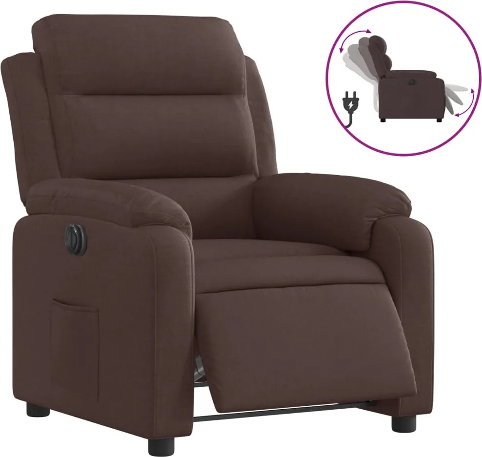 vidaXL Fotoliu rabatabil electric, maro închis, material textil