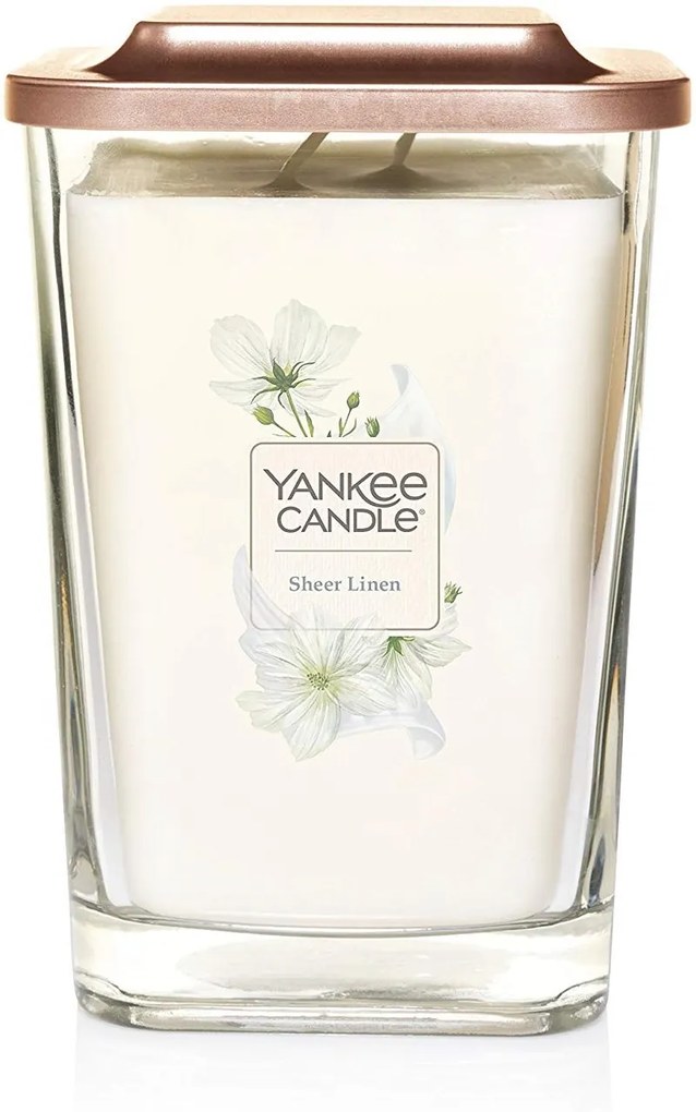 Yankee Candle smantanii/crem parfumata lumanare Elevation Sheer Linen pătrata mare 2 fitile