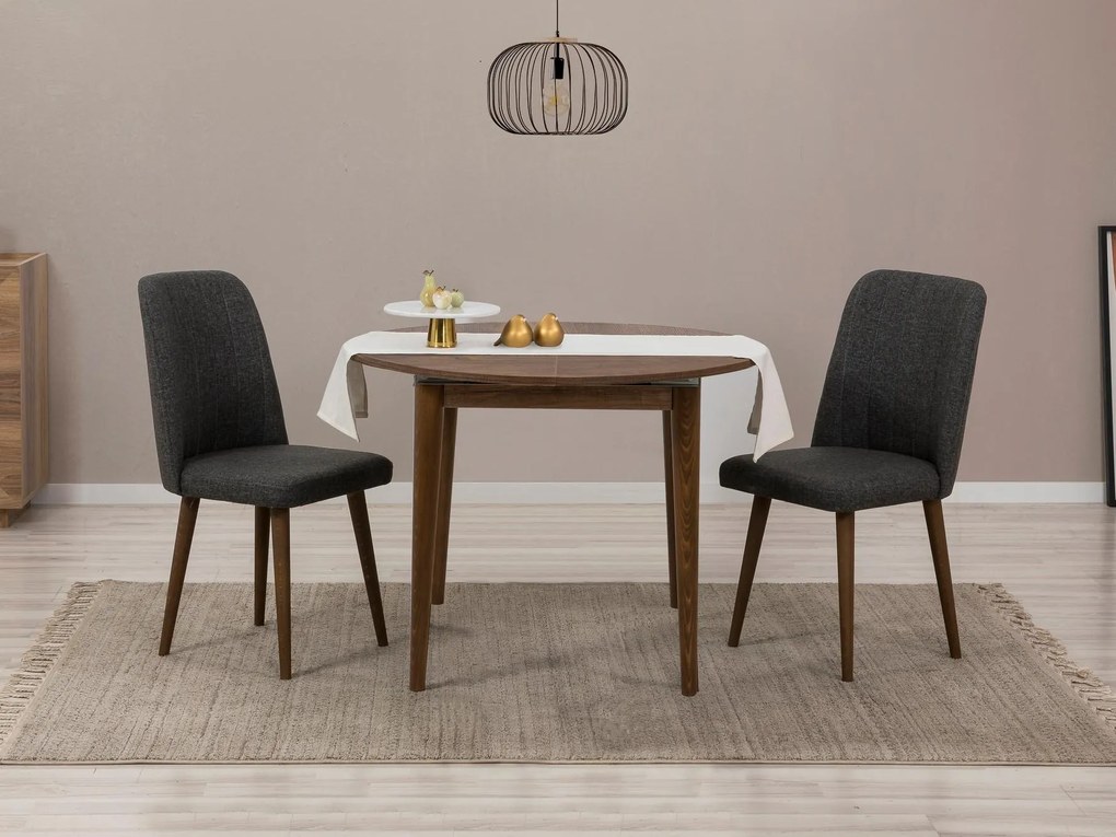 Set mobilier sufragerie Nidupo 7 (Nuc + antracit) (pentru 2 persoane). 1093768