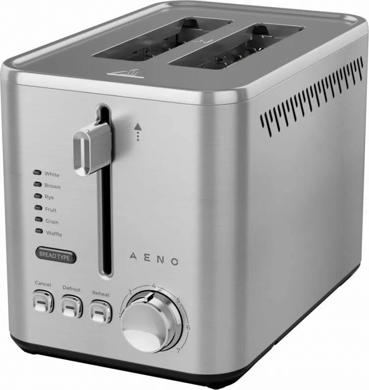 Prajitor de paine AENO ATS0003, 950 W, 6 tipuri de paine, 7 trepte de prajire, Preincalzire, Dezghetare, LED, Otel inoxidabil
