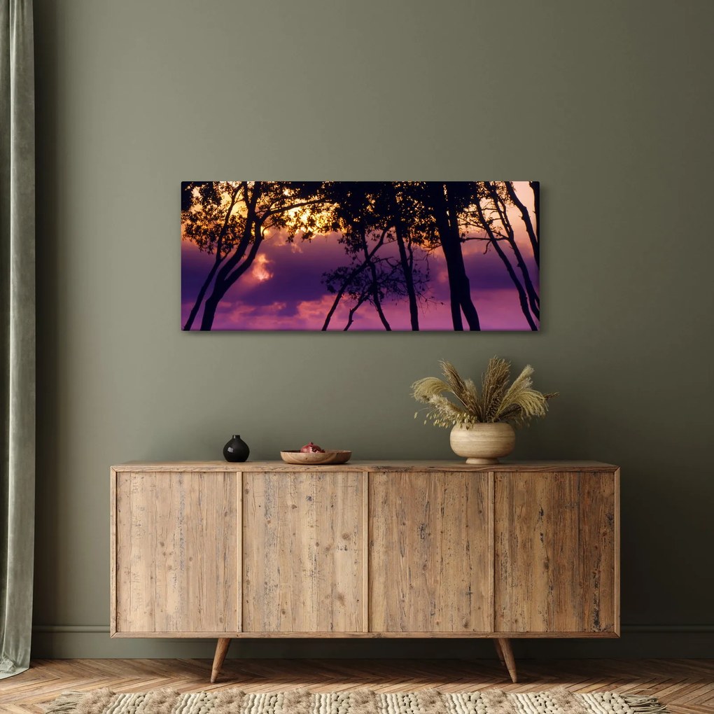 Tablou - Copaci la apus de soare (120x50 cm)