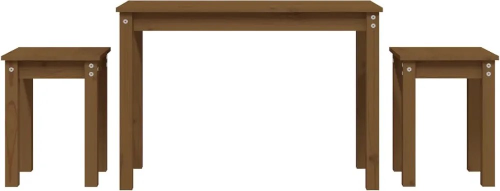 vidaXL Mese suprapuse, 3 buc., maro miere, lemn masiv de pin