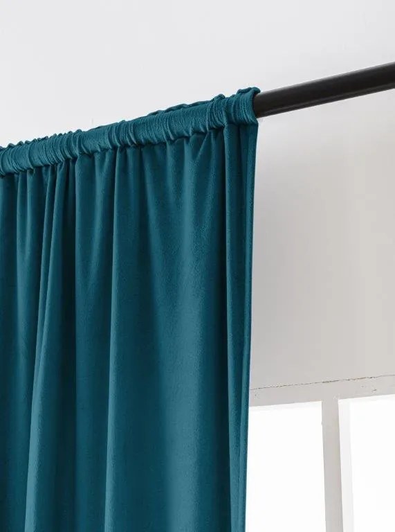 Draperie opaca turcoaz VELVET 135x250 cm Agățat: Rejansa