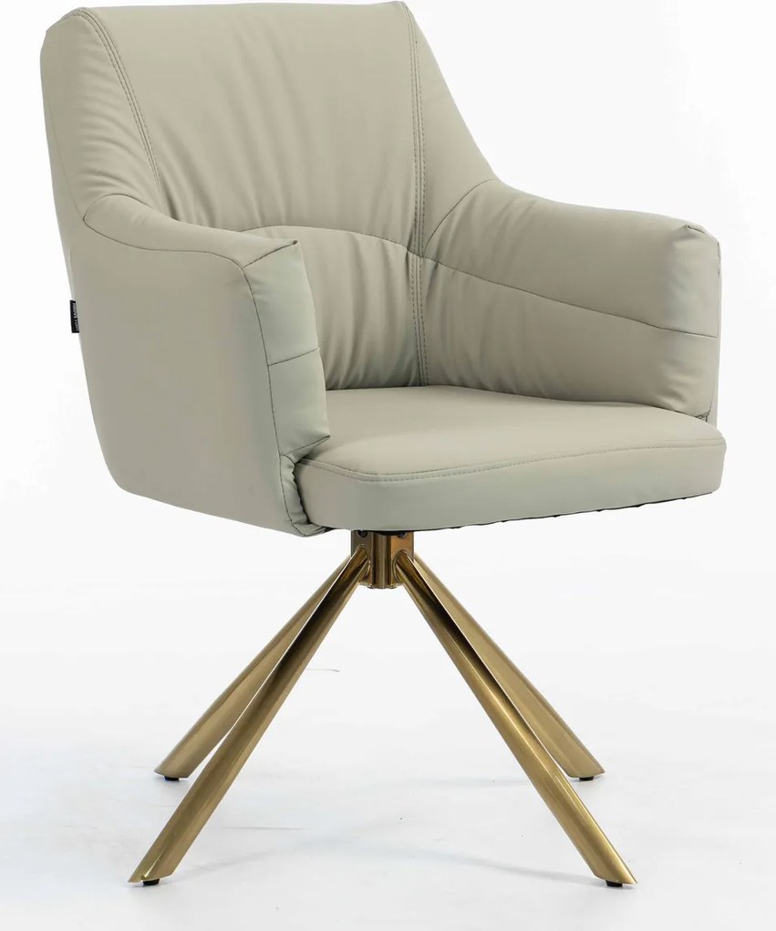 HR840 BAZĂ STEA Scaun Culoarea Inului Piele Ecologica Premium Soft cu Bază Aurie