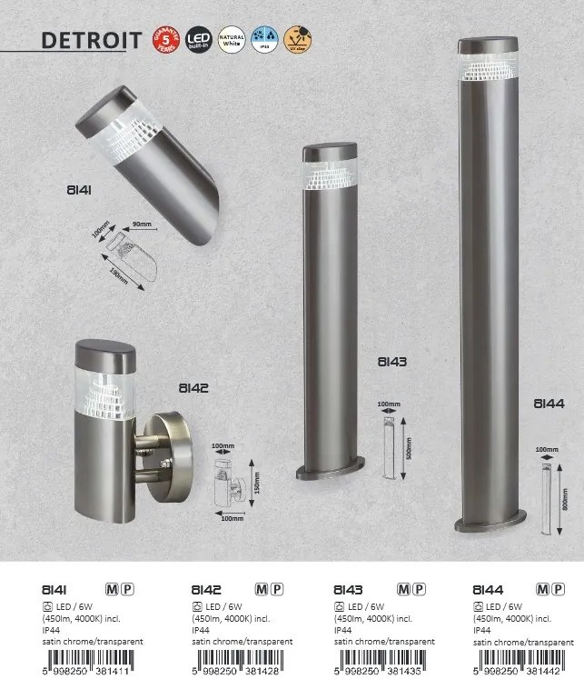 Aplica pentru iluminat exterior moderna, cu protectie IP44, Detroit 8142 RX