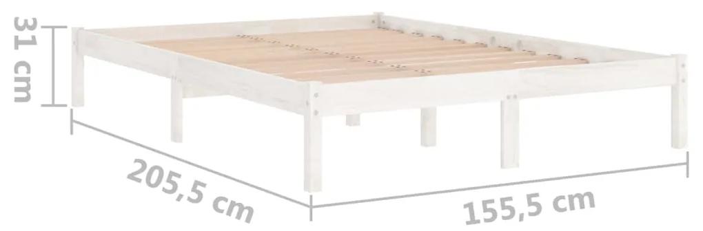 Cadru de pat UK King, alb, 150x200 cm, lemn masiv de pin Alb, 150 x 200 cm