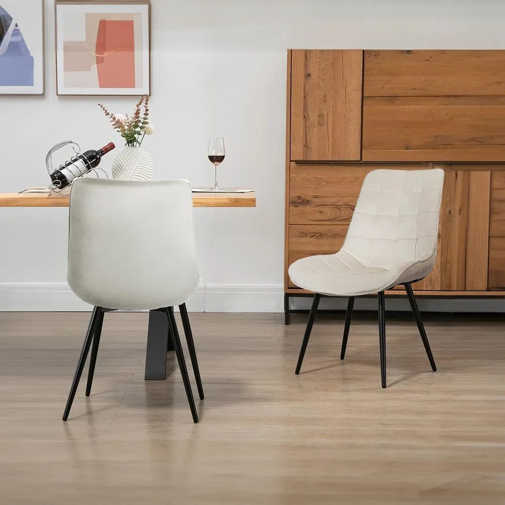 Scaun living cu tapițerie din catifea și picioare metalice BUC 206 crem