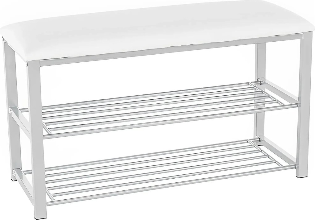 Pantofar LANGELLA, alb/crom, stofa clasica/metal, 81x31x49 cm
