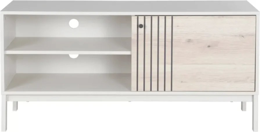 Comoda TV FROST 120x40 cm alb, decor stejar alpin