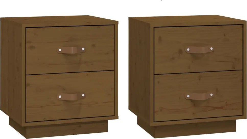 vidaXL Noptiere, 2 buc., maro miere, 40x34x45 cm, lemn masiv de pin