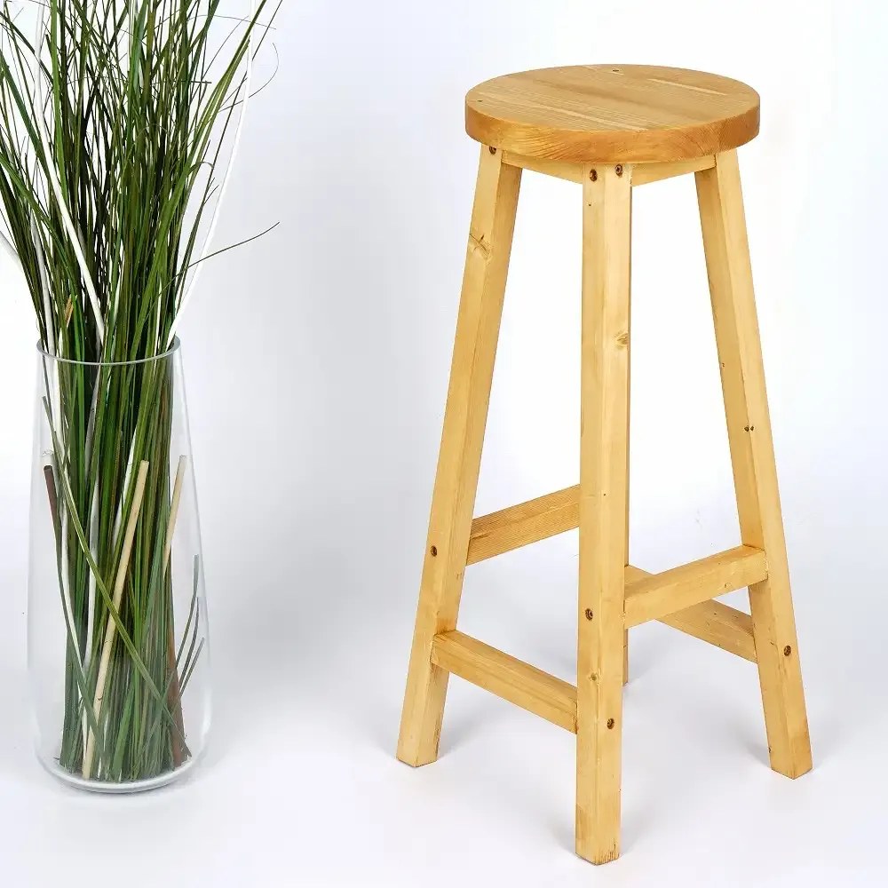 Scaun bar, taburet, din lemn culoare nuc dechis,70 cm