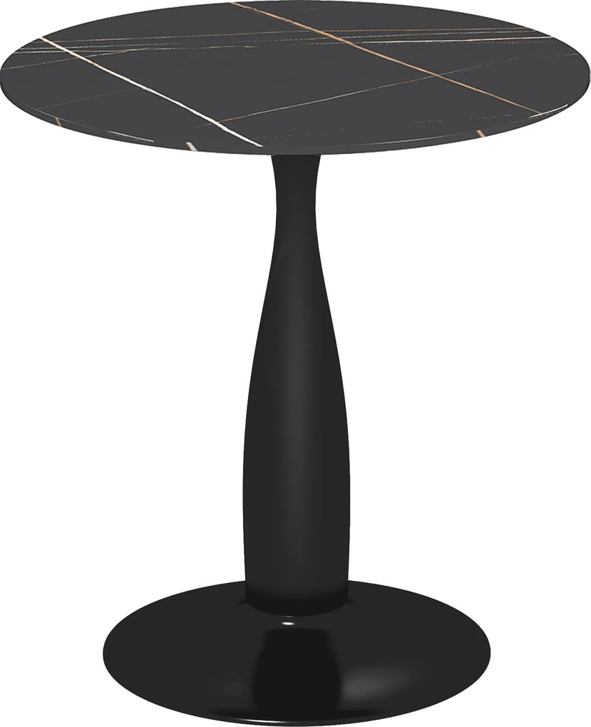 HOMCOM Masă rotundă, oțel vopsit în pulbere, MDF cu melamină, picioare antiderapante, 70 x 74 cm, Negru | Aosom Romania