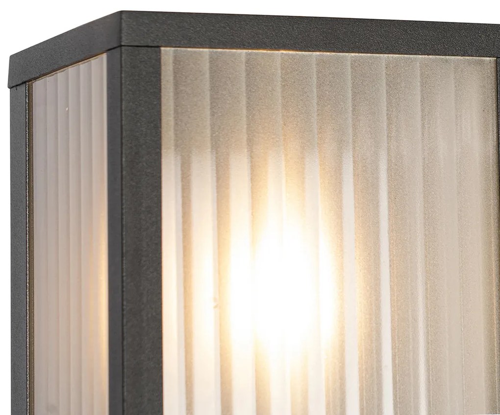 Lampă de perete inteligentă de exterior neagră cu sticlă canelată incl. WiFi A60 - Charlois