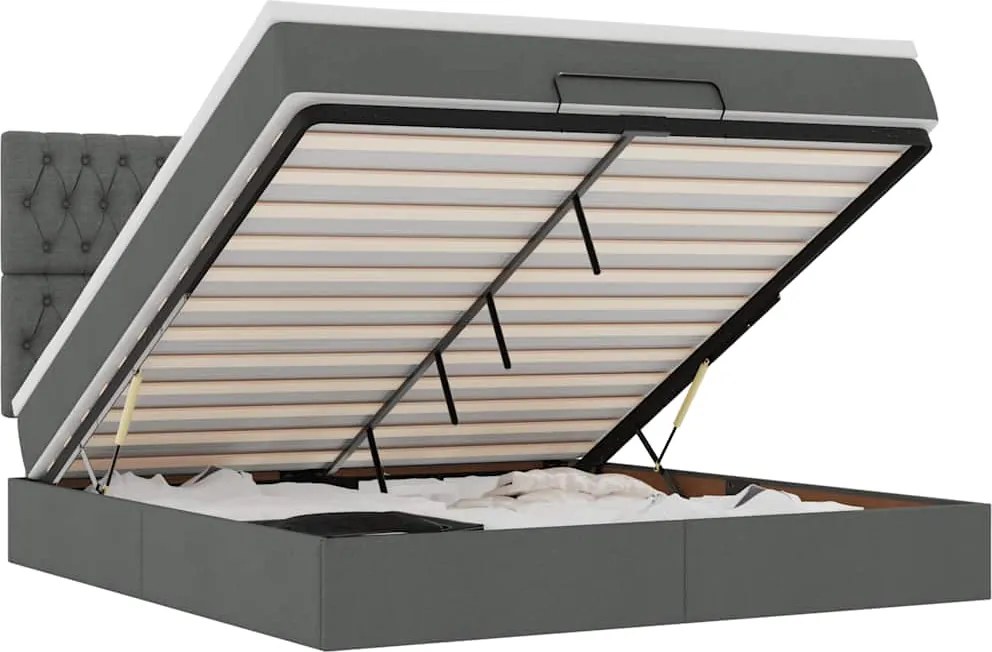 vidaXL Cadru pat otoman cu saltea țesătură gri închis 180x200 cm