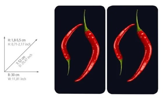 Set 2 protecții din sticlă pentru aragaz Wenko Pepperoni, 52 x 30 cm